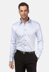 Vincenzo Boretti Businesshemd gerader Schnitt bgelfrei Hellblau/Blau/Dunkelblau