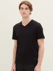 TOM TAILOR T-Shirt mit V-Ausschnitt Schwarz