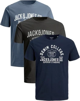 Jack & Jones Plus Print-Shirt Spar-Set 3er-Pack Big Size Shirt Dunkelblau/Blau Jack & Jones Plus Print-Shirt Spar-Set 3er-Pack Big Size Shirt Dunkelblau/Blau