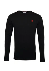 U.S. Polo Assn Longsleeve Langarmshirt mit Rundhalsausschnitt Rot/Schwarz