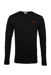 U.S. Polo Assn Longsleeve Langarmshirt mit Rundhalsausschnitt Rot/Schwarz