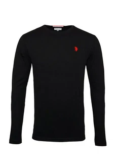 U.S. Polo Assn Longsleeve Langarmshirt mit Rundhalsausschnitt Rot/Schwarz