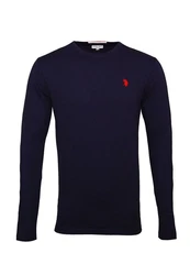 U.S. Polo Assn Longsleeve Langarmshirt mit Rundhalsausschnitt Dunkelblau/Rot