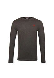 U.S. Polo Assn Longsleeve Langarmshirt mit Rundhalsausschnitt Khaki/Rot/Dunkelgrau/Grau