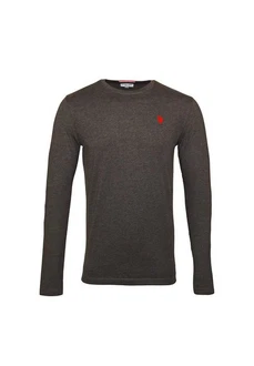 U.S. Polo Assn Longsleeve Langarmshirt mit Rundhalsausschnitt Khaki/Rot/Dunkelgrau/Grau