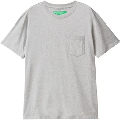 United Colors of Benetton T-Shirt mit Brusttasche Grau/Hellgrau/Silber