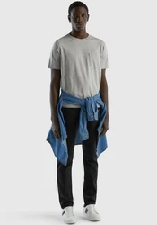 United Colors of Benetton T-Shirt mit Brusttasche Grau/Hellgrau/Silber