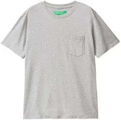 United Colors of Benetton T-Shirt mit Brusttasche Grau/Hellgrau/Silber