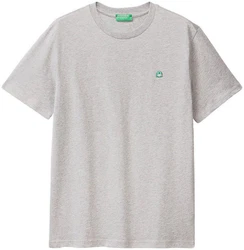 United Colors of Benetton T-Shirt mit Label-Badge Grau/Khaki