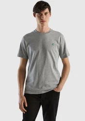 United Colors of Benetton T-Shirt mit Label-Badge Grau/Khaki