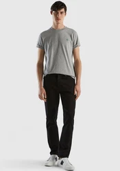 United Colors of Benetton T-Shirt mit Label-Badge Grau/Khaki
