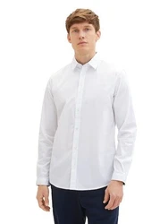 TOM TAILOR Hemd Langarmhemd STRETCH POPLIN Dunkelblau/Hellblau/Blau