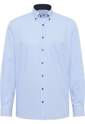 Eterna Karohemd Comfort Fit Button-Down-Kragen Hellblau/Dunkelblau/Blau