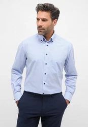 Eterna Karohemd Comfort Fit Button-Down-Kragen Hellblau/Dunkelblau/Blau