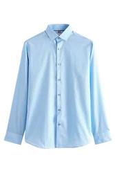 Next Langarmhemd Pflegeleichtes Slim Fit Hemd mit Struktur Hellblau/Blau