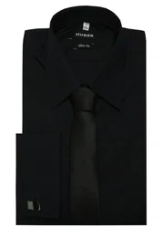 Langarmhemd HU-5361 Umschlagmanschetten Slim Fit enger Schnitt Krawatte+Mansch.knopf