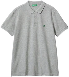 United Colors of Benetton Poloshirt mit Logo in Brusthöhe graumeliert/grn