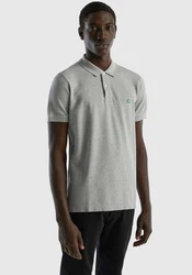 United Colors of Benetton Poloshirt mit Logo in Brusthöhe graumeliert/grn