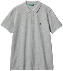 United Colors of Benetton Poloshirt mit Logo in Brusthöhe graumeliert/grn