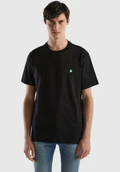 United Colors of Benetton T-Shirt mit Label-Badge Schwarz/Dunkelgrün
