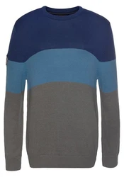 Man's World Rundhalspullover Dunkelblau/Grau/Blau/Hellblau