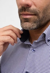 Eterna Karohemd Comfort Fit Button-Down-Kragen Dunkelblau/Hellblau/Grau/Blau