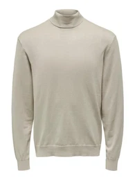 Strickpullover Polo Langarm Shirt Basic Pullover ONSWYLER 5619 in Beige-2