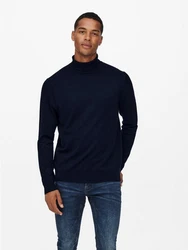 ONLY & SONS Strickpullover Polo Langarm Shirt Basic Pullover ONSWYLER (5619) Dunkelblau