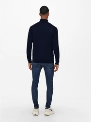 ONLY & SONS Strickpullover Polo Langarm Shirt Basic Pullover ONSWYLER (5619) Dunkelblau