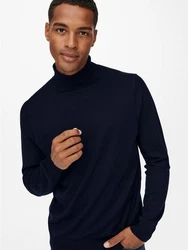 ONLY & SONS Strickpullover Polo Langarm Shirt Basic Pullover ONSWYLER (5619) Dunkelblau