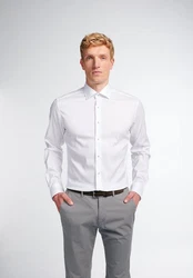 Eterna Langarmhemd Slim Fit Weiß/Creme