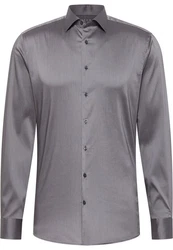 Eterna Langarmhemd Slim Fit Dunkelgrau/Grau/Hellgrau