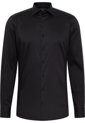 Eterna Langarmhemd Slim Fit Schwarz/Braun