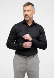 Eterna Langarmhemd Slim Fit Schwarz/Braun