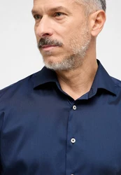 Eterna Langarmhemd Slim Fit Dunkelblau/Hellblau