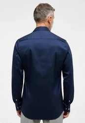 Eterna Langarmhemd Slim Fit Dunkelblau/Hellblau