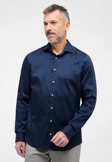 Eterna Langarmhemd Slim Fit Dunkelblau/Hellblau