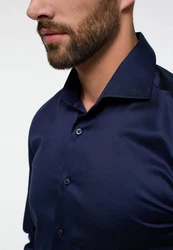 Eterna Klassische Bluse 1863 SLIM FIT Langarm Hemd Dunkelblau