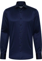 Eterna Klassische Bluse 1863 SLIM FIT Langarm Hemd Dunkelblau