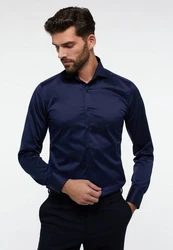 Eterna Klassische Bluse 1863 SLIM FIT Langarm Hemd Dunkelblau