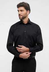 Eterna Langarmhemd COMFORT FIT NON IRON Schwarz/Dunkelblau