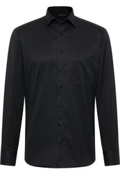 Eterna Langarmhemd COMFORT FIT NON IRON Schwarz/Dunkelblau