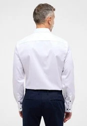 Eterna Blusenshirt Langarm Hemd Slim Fit Cover Twill Weiß/Creme/Blau