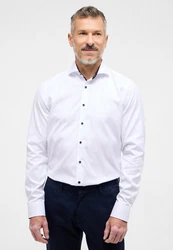 Eterna Blusenshirt Langarm Hemd Slim Fit Cover Twill Weiß/Creme/Blau