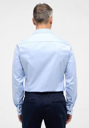 Eterna Blusenshirt Langarm Hemd Slim Fit Cover Twill Hellblau