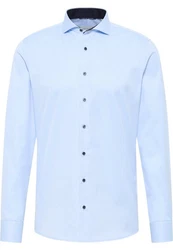 Eterna Blusenshirt Langarm Hemd Slim Fit Cover Twill Hellblau