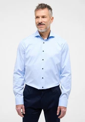 Eterna Blusenshirt Langarm Hemd Slim Fit Cover Twill Hellblau