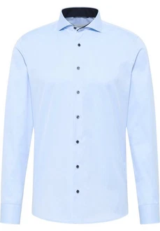 Eterna Blusenshirt Langarm Hemd Slim Fit Cover Twill Hellblau