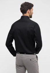 Eterna Langarmhemd Schwarz/Dunkelblau