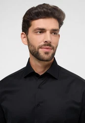Eterna Langarmhemd Schwarz/Dunkelblau